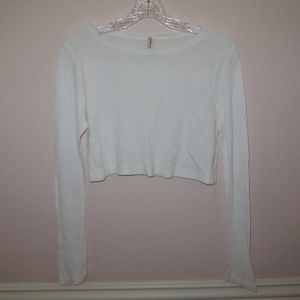 ribbed white long sleeve crop top